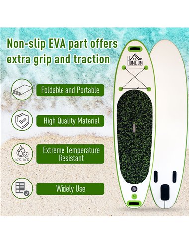HOMCOM 10ft Blow up Paddle Board Standup Paddle Board Inflatable SUP Board Surfing Non-Slip Panel with Air Pump Beach Outdoor Ad