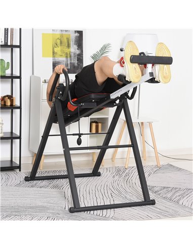 HOMCOM Steel Adjustable Pain Relief Gravity Inversion Table Red/Black A91-090