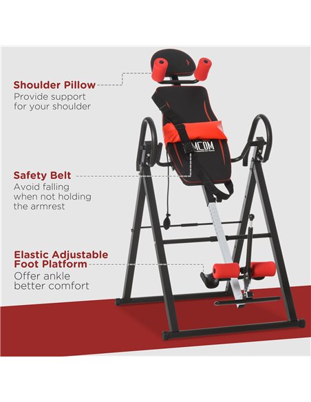 HOMCOM Steel Adjustable Pain Relief Gravity Inversion Table Red/Black A91-090 - pic 95856 | FastDaddyshop