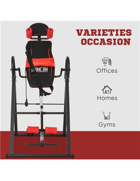 HOMCOM Steel Adjustable Pain Relief Gravity Inversion Table Red/Black A91-090 - pic 95857 | FastDaddyshop