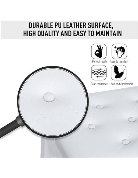 HOMCOM Faux Leather Piano Stool Makeup Dressing Stool Bench Dressing Table Seat with Storage 76x36x50cm,White - pic 9586 | FastDaddyshop