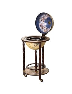 HOMCOM Portable Globe Bar Cart: Antique-Inspired Beverage Trolley with Wheels, Wine & Liquor Storage, Glass Bottle Holder 801-14