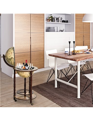 HOMCOM Portable Globe Bar Cart: Antique-Inspired Beverage Trolley with Wheels, Wine & Liquor Storage, Glass Bottle Holder 801-14