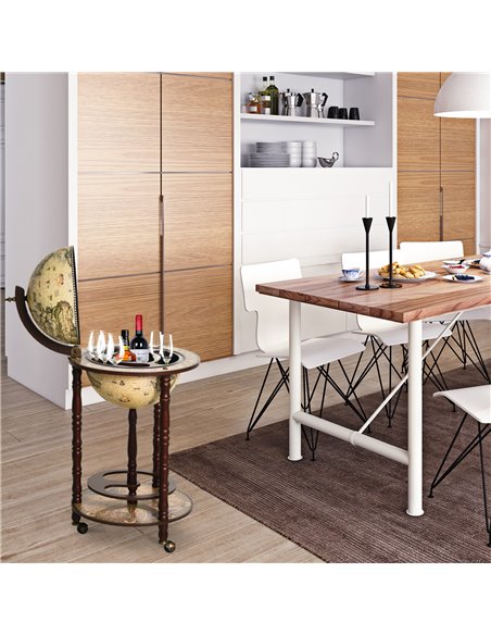 HOMCOM Portable Globe Bar Cart: Antique-Inspired Beverage Trolley with Wheels, Wine & Liquor Storage, Glass Bottle Holder 801-14 - pic 95862 | FastDaddyshop