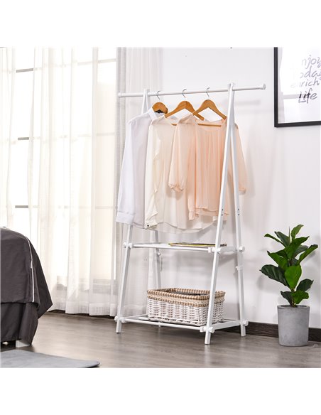 HOMCOM Minimalist Garment Rack: Adjustable Shelving Unit for Hallway Organisation, White 850-112 - pic 95889 | FastDaddyshop