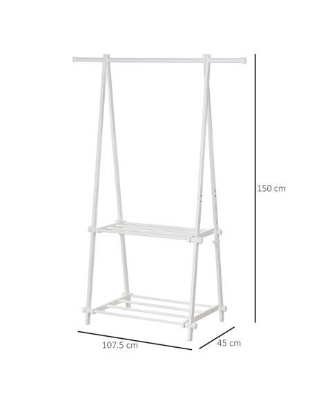 HOMCOM Minimalist Garment Rack: Adjustable Shelving Unit for Hallway Organisation, White 850-112 - pic 95890 | FastDaddyshop