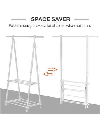 HOMCOM Minimalist Garment Rack: Adjustable Shelving Unit for Hallway Organisation, White 850-112