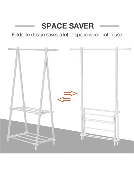HOMCOM Minimalist Garment Rack: Adjustable Shelving Unit for Hallway Organisation, White 850-112 - pic 95892 | FastDaddyshop