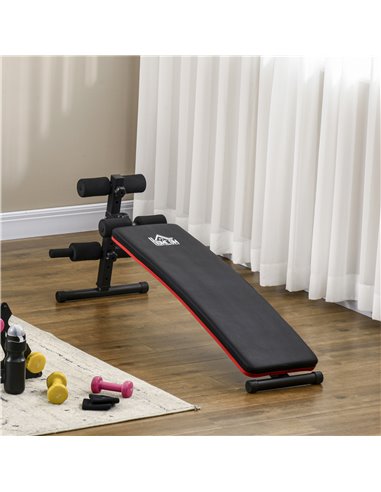HOMCOM Sit-Up Sensation: Foldable Steel Home Bench, Adjustable, Compact Storage, Red/Black A91-082