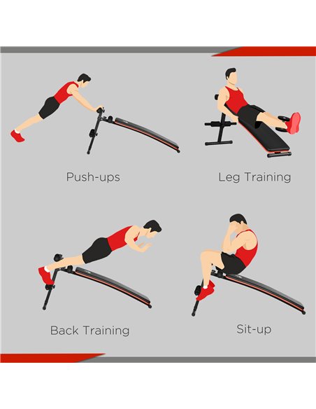 HOMCOM Sit-Up Sensation: Foldable Steel Home Bench, Adjustable, Compact Storage, Red/Black A91-082 - pic 95900 | FastDaddyshop