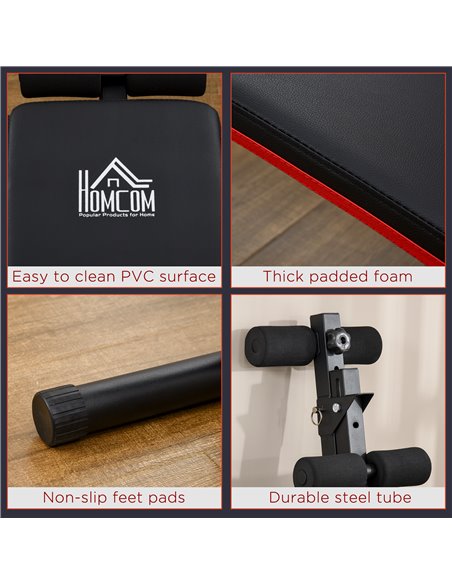 HOMCOM Sit-Up Sensation: Foldable Steel Home Bench, Adjustable, Compact Storage, Red/Black A91-082 - pic 95903 | FastDaddyshop