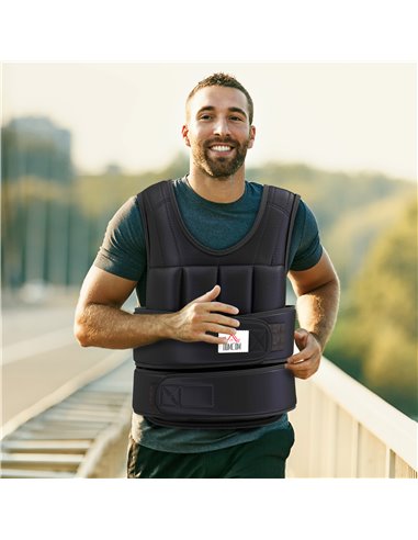 HOMCOM 20kg Adjustable Metal Sand Weight Vest Black A93-042V02BK