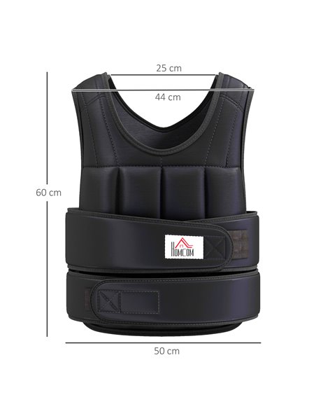HOMCOM 20kg Adjustable Metal Sand Weight Vest Black A93-042V02BK - pic 95917 | FastDaddyshop