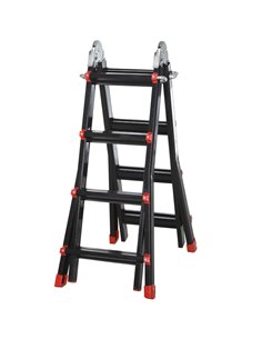 HOMCOM 4M Aluminium Duo Ladder Telescopic Herringbone Changeable Multi-Purpose w/ Non-Slip Steps Climbing DIY Platform Portable 