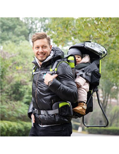 HOMCOM Baby Hiking Backpack Carrier Child Carrier with Ergonomic Hip Seat Detachable Rain Cover Adjustable Straps Stand for Todd