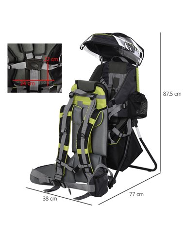 HOMCOM Baby Hiking Backpack Carrier Child Carrier with Ergonomic Hip Seat Detachable Rain Cover Adjustable Straps Stand for Todd