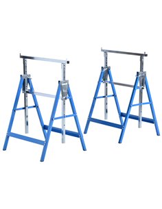 HOMCOM Set of 2 Adjustable Telescopic Builders Trestle DIY Steel Work Bench Carpenter Folding Saw Horse Tools Blue B40-015BU