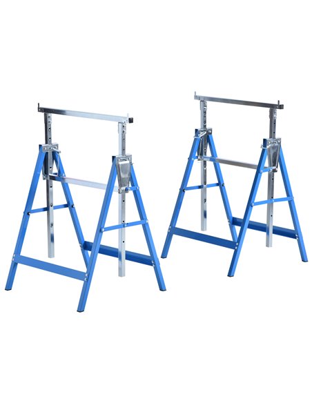 HOMCOM Set of 2 Adjustable Telescopic Builders Trestle DIY Steel Work Bench Carpenter Folding Saw Horse Tools Blue B40-015BU - pic 95951 | FastDaddyshop