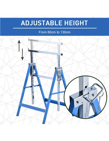 HOMCOM Set of 2 Adjustable Telescopic Builders Trestle DIY Steel Work Bench Carpenter Folding Saw Horse Tools Blue B40-015BU