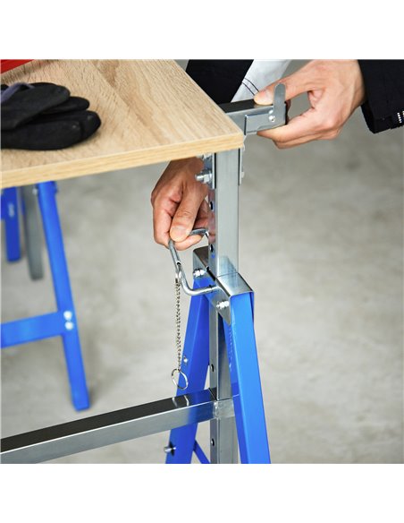 HOMCOM Set of 2 Adjustable Telescopic Builders Trestle DIY Steel Work Bench Carpenter Folding Saw Horse Tools Blue B40-015BU - pic 95957 | FastDaddyshop