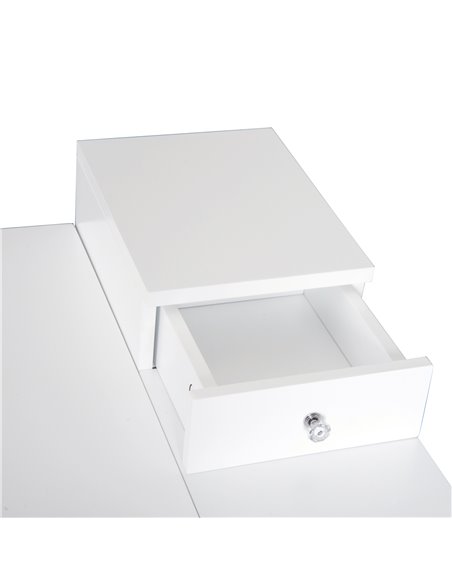 HOMCOM MDF,Pine Dressing Table Desk Flip-up Mirror Multi-purpose 2 Drawers Modern - White - pic 9596 | FastDaddyshop