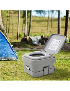 HOMCOM 10L Portable Travel Toilet Outdoor Camping Picnic with 2 Detachable Tanks & Push-button Operation, Grey B50-003 2