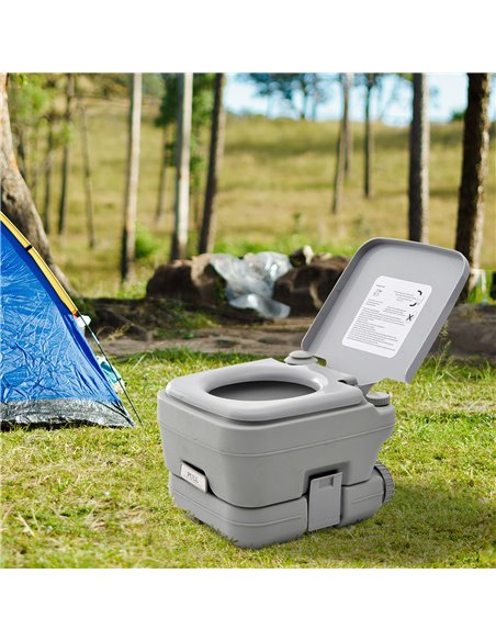 HOMCOM 10L Portable Travel Toilet Outdoor Camping Picnic with 2 Detachable Tanks & Push-button Operation, Grey B50-003 - pic 95961 | FastDaddyshop