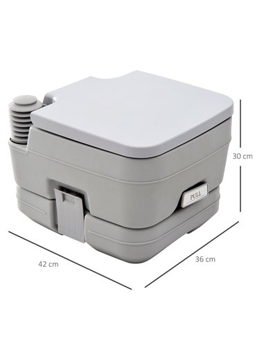HOMCOM 10L Portable Travel Toilet Outdoor Camping Picnic with 2 Detachable Tanks & Push-button Operation, Grey B50-003