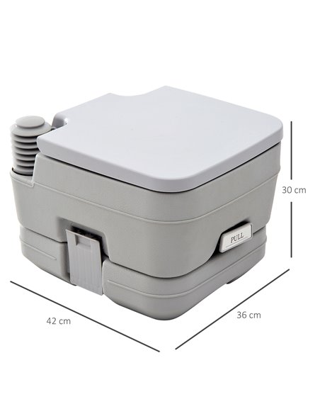 HOMCOM 10L Portable Travel Toilet Outdoor Camping Picnic with 2 Detachable Tanks & Push-button Operation, Grey B50-003 - pic 95962 | FastDaddyshop