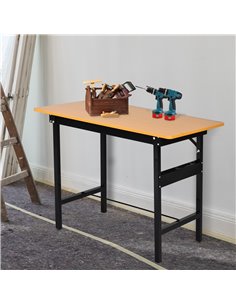 HOMCOM Foldable Garage Work Bench, Craft Table MDF Workstation, Heavy-duty Steel Frame with Ruler, Protractor B71-036 2