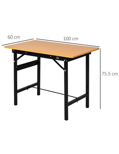 HOMCOM Foldable Garage Work Bench, Craft Table MDF Workstation, Heavy-duty Steel Frame with Ruler, Protractor B71-036