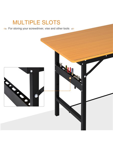 HOMCOM Foldable Garage Work Bench, Craft Table MDF Workstation, Heavy-duty Steel Frame with Ruler, Protractor B71-036 - pic 95973 | FastDaddyshop