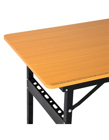 HOMCOM Foldable Garage Work Bench, Craft Table MDF Workstation, Heavy-duty Steel Frame with Ruler, Protractor B71-036