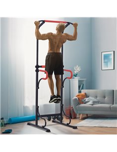 HOMCOM Steel Multi-Use Exercise Power Tower Pull Up Station Adjustable Height W/ Grips A91-105 2