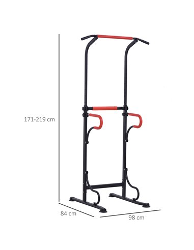 HOMCOM Steel Multi-Use Exercise Power Tower Pull Up Station Adjustable Height W/ Grips A91-105