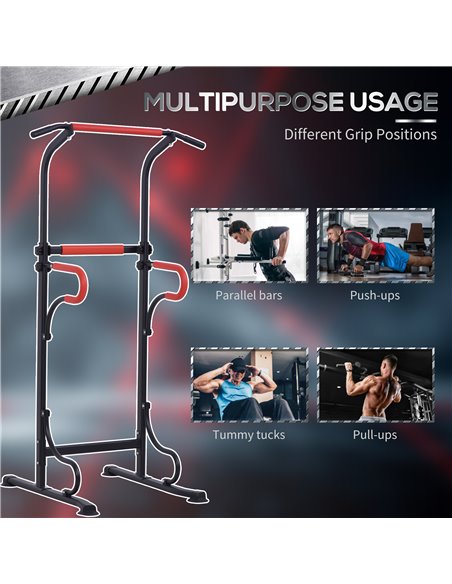 HOMCOM Steel Multi-Use Exercise Power Tower Pull Up Station Adjustable Height W/ Grips A91-105 - pic 95981 | FastDaddyshop