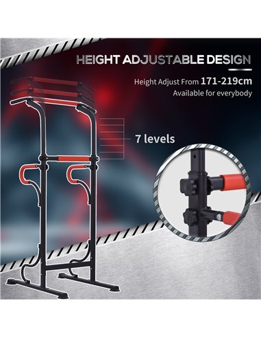 HOMCOM Steel Multi-Use Exercise Power Tower Pull Up Station Adjustable Height W/ Grips A91-105