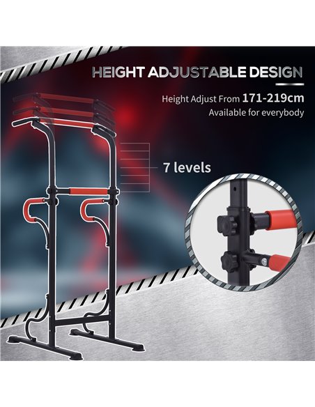 HOMCOM Steel Multi-Use Exercise Power Tower Pull Up Station Adjustable Height W/ Grips A91-105 - pic 95982 | FastDaddyshop