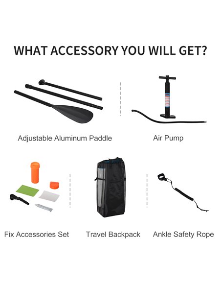 HOMCOM SUP Accessory Set with Carry Bag, Adjustable Paddle, Pump, Leash for Inflatable Paddle Board A33-014 - pic 96010 | FastDaddyshop