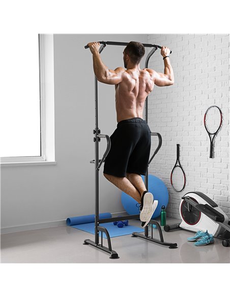 HOMCOM Pull Up Bar Multi-Function Height Adjustable Power Tower Dip Station Equipment A91-124 - pic 96015 | FastDaddyshop