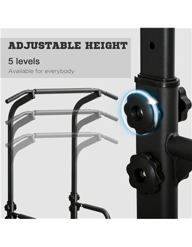 HOMCOM Pull Up Bar Multi-Function Height Adjustable Power Tower Dip Station Equipment A91-124