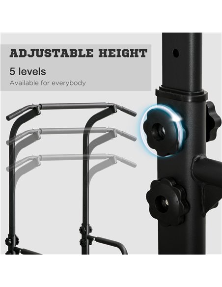 HOMCOM Pull Up Bar Multi-Function Height Adjustable Power Tower Dip Station Equipment A91-124 - pic 96018 | FastDaddyshop