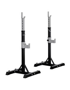 HOMCOM 2 Pairs Adjustable Barbell Squat Rack Portable Stand Weight Lifting Bench Press Home Gym w/ Wheels, Black A91-127