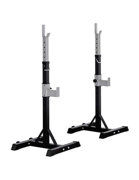 HOMCOM 2 Pairs Adjustable Barbell Squat Rack Portable Stand Weight Lifting Bench Press Home Gym w/ Wheels, Black A91-127 - pic 96032 | FastDaddyshop