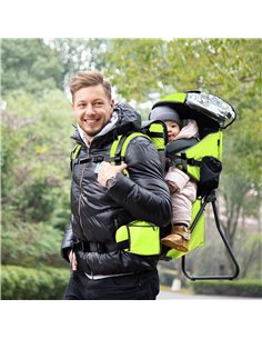 HOMCOM Baby Hiking Backpack Carrier Child Carrier with Ergonomic Hip Seat Detachable Rain Cover Adjustable Straps Stand for Todd 2