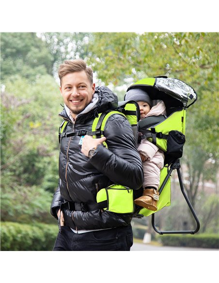 HOMCOM Baby Hiking Backpack Carrier Child Carrier with Ergonomic Hip Seat Detachable Rain Cover Adjustable Straps Stand for Todd - pic 96042 | FastDaddyshop