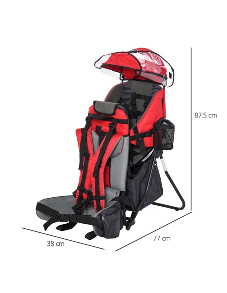 HOMCOM Baby Backpack Carrier Child Carrier with Ergonomic Hip Seat Detachable Rain Cover Adjustable Straps Stand for Toddlers Ag - pic 96052 | FastDaddyshop