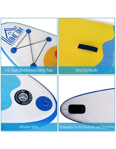 HOMCOM Inflatable Paddleboard: Adjustable Aluminium Paddle, Non-Slip Deck, Accessories & Carry Bag, Azure A33-008