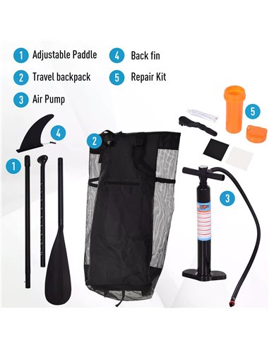 HOMCOM Inflatable Paddleboard: Adjustable Aluminium Paddle, Non-Slip Deck, Accessories & Carry Bag, Azure A33-008