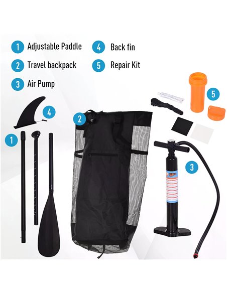 HOMCOM Inflatable Paddleboard: Adjustable Aluminium Paddle, Non-Slip Deck, Accessories & Carry Bag, Azure A33-008 - pic 96072 | FastDaddyshop